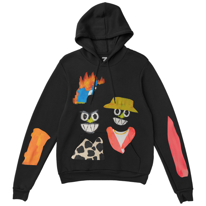 Yah Know Faces Pullover Black Hoodie Front
